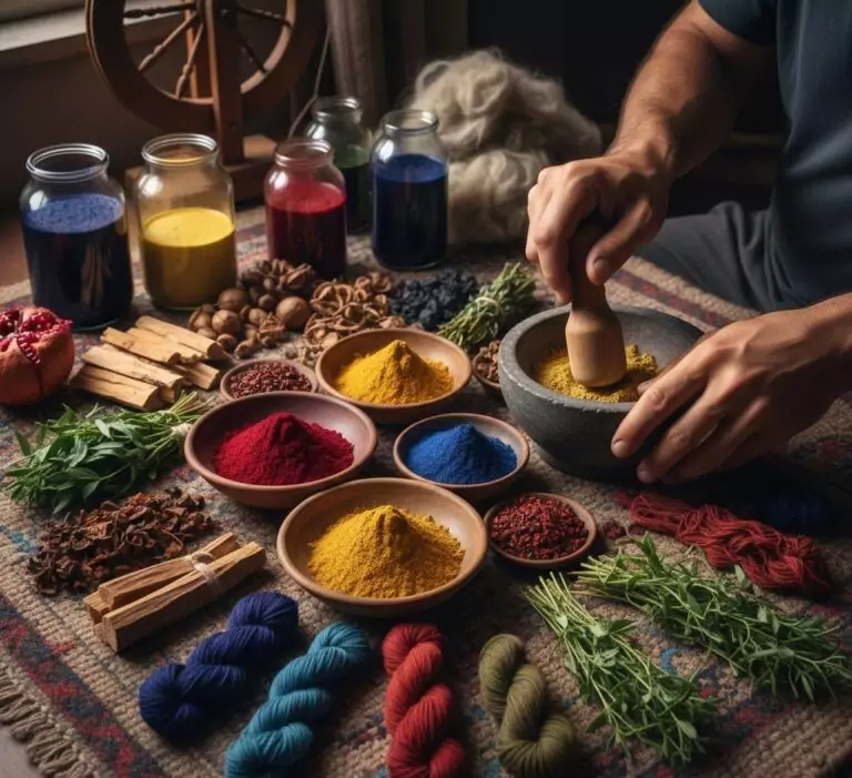 Person grinding natural dye ingredients