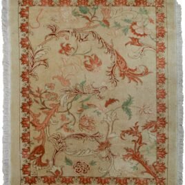 “Fine Persian Tabriz rug with earthy floral design” “Unsymmetrical floral motif rug made with handspun wool” “Handwoven Tabriz rug in natural dyes and muted tones” “Contemporary style Persian Tabriz rug with traditional weaving”