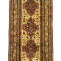 alt="Narrow handmade Qoochan runner with cream field and red medallions" alt="Long Persian runner under 90cm wide with central medallion design" alt="Rare Qoochan tribal rug for hallway or corridor" alt="Cream and red handwoven runner with soft shiny wool"