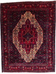 alt="Antique Senneh rug with three medallion Herati design" alt="Fine Persian knot Senneh carpet with traditional Kurdish pattern" alt="Classic antique Persian rug from Senneh with high-quality wool" alt="Collectible Senneh rug featuring Herati motif and medallions"