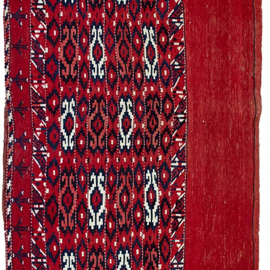 alt="Vintage Turkman Tobreh bag with deep red and blue funky design" alt="Turkman tribal bag from Northeast Iran with locks intact" alt="Exciting Persian tribal textile with modern aesthetic" alt="Handwoven vintage Turkman bag in vibrant colours"