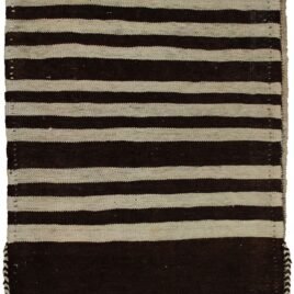 alt="Vintage Turkman Tobreh bag with simple motif on black-brown background" alt="Minimalist tribal bag from Northeast Iran in excellent condition" alt="Turkman handwoven wool bag with understated design" alt="Elegant Persian Tobreh with black-brown wool and natural dye"