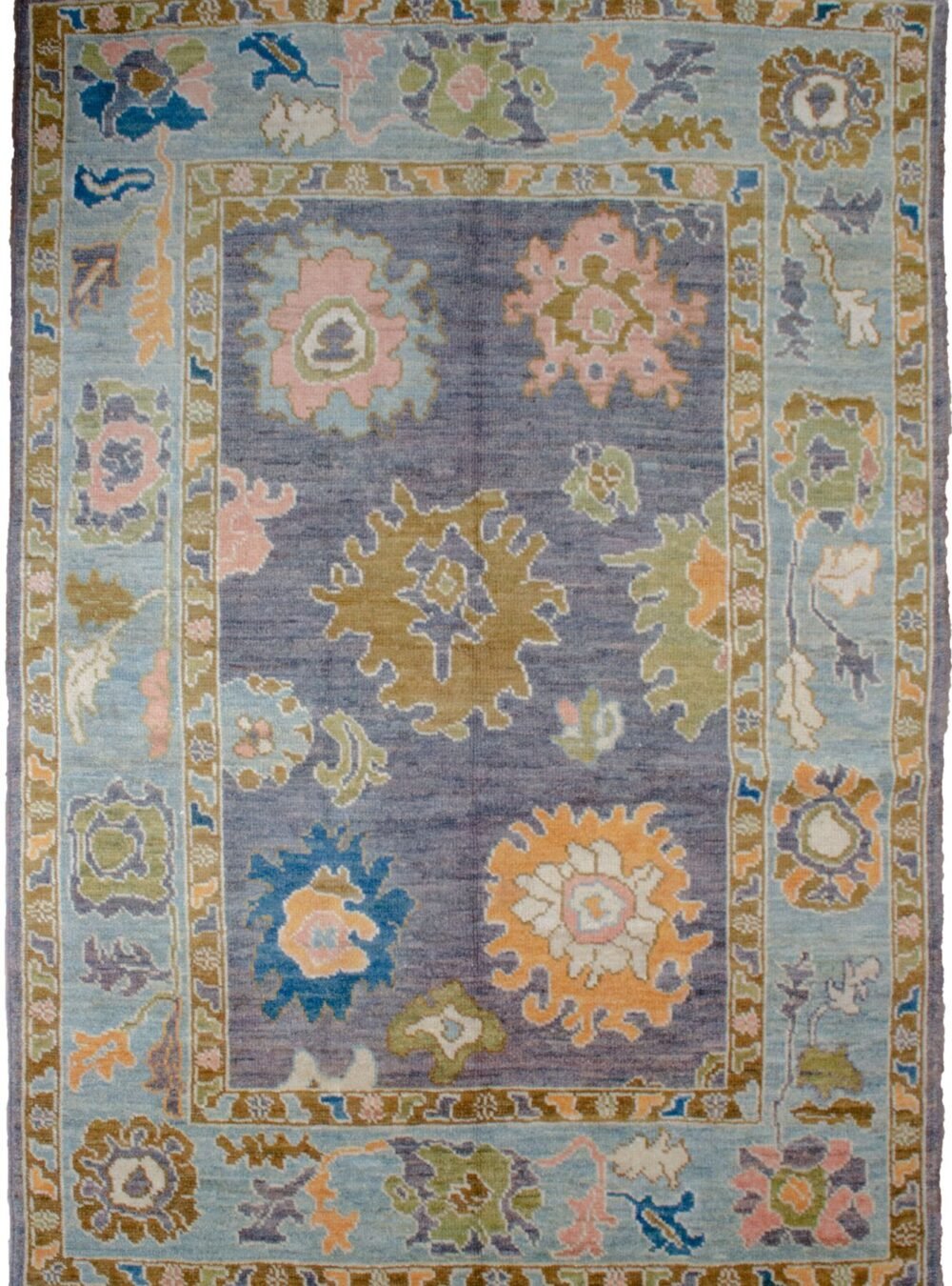 alt="Ushak rug with Harchang design and purple field" alt="Turkish Ushak carpet with duck egg blue border and antique finish" alt="Handwoven Ushak rug with all-over pattern in natural dyes" alt="Customisable Ushak rug with authentic weave and rich colour palette"