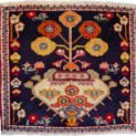 alt="Nomadic tribal bag with flowerpot and floral stem design" alt="Wool bag with spade motifs and central flower design" alt="Decorative handwoven tribal bag for wall or seat" alt="Vintage Persian nomadic textile with floral and geometric motifs"