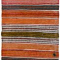 alt="Opened Qashqai bag used as runner with lozenge motifs" alt="Multicoloured tribal runner with snowflake designs" alt="Qashqai wool runner from repurposed antique tribal bag" alt="Handwoven Persian table or hallway runner with bright patterns"