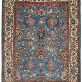 alt="Sultanabad-style rug with light blue field and cream border" alt="Persian production carpet with boteh and samovar motifs" alt="Antique-finish rug inspired by a Christie’s-sold original" alt="Decorative Persian rug with islimi and floral elements"