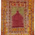 alt="Kirshehir prayer rug with stepped mihrab and floral details" alt="Traditional Turkish rug with vibrant Anatolian colours" alt="Central Turkey prayer rug with cherry red, green, violet accents" alt="Kirshehir mihrab rug with concentric niche and carnation motifs"