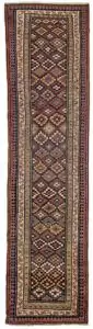 alt="Shahsavan runner from Saveh with tablet motifs on brown ground" alt="Vintage Persian runner with multiple borders and colourful accents" alt="Decorative tribal hallway rug from Saveh region" alt="Long Shahsavan runner with coloured tablets and elegant design"