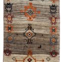 alt="Gabbeh rug with abrushed grey field and quirky tribal motifs" alt="Handwoven Persian Gabbeh from South Iran with imaginative design" alt="Minimalist tribal rug with soft grey tones and symbolic elements" alt="Vintage Gabbeh carpet with natural wool and unique charm"