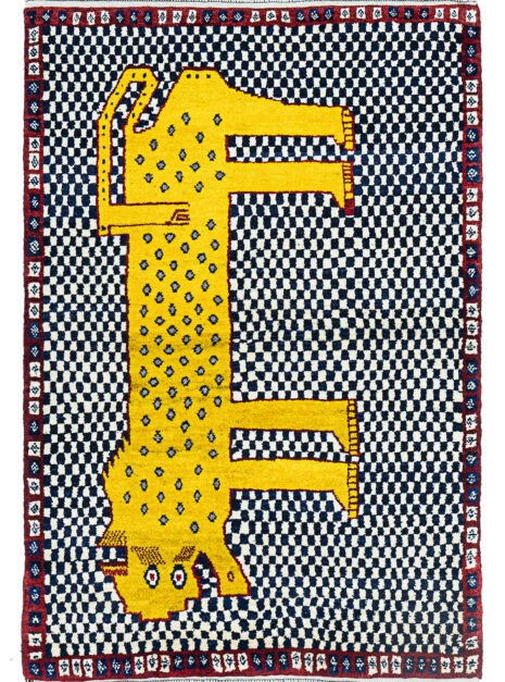 13519-Gabbeh-153x102cmr-1-.jpg alt="Gabbeh rug with leopard motif on chequered background" alt="Handwoven Persian Gabbeh rug with animal design and fine wool" alt="Charming leopard Gabbeh rug with natural dye colours" alt="Collector’s Gabbeh rug with whimsical design and traditional craftsmanship"