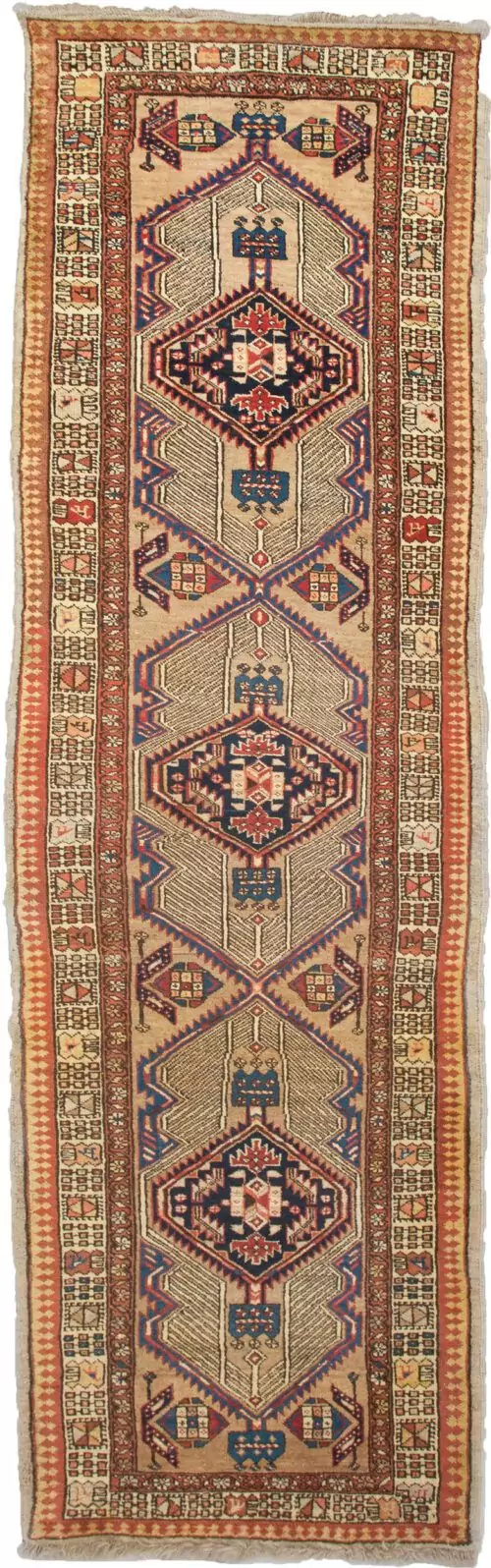 vintage-sarab-runner-neutral.jpg decorative-persian-runner-sarab.jpg handwoven-sarab-rug-northwest-iran.jpg tribal-vintage-sarab-runner.jpg neutral-palette-persian-runner.jpg