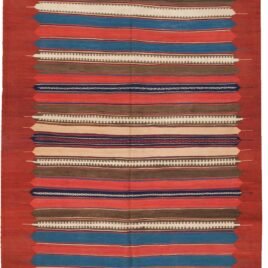 antique-varamin-kilim-rocket-design.jpg mooshaky-design-persian-kilim.jpg vibrant-color-varamin-flatweave.jpg handwoven-antique-iranian-kilim.jpg