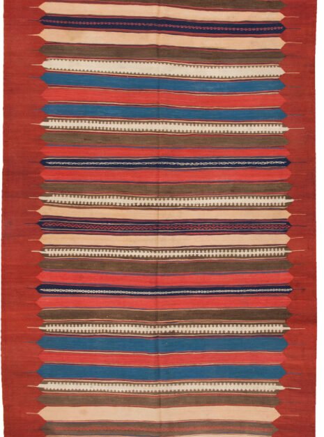antique-varamin-kilim-rocket-design.jpg mooshaky-design-persian-kilim.jpg vibrant-color-varamin-flatweave.jpg handwoven-antique-iranian-kilim.jpg