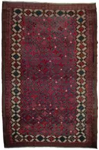 alt="Persian kilim with black and white interlacing border and cream edging" alt="Unique flatweave rug with rare tribal field design and natural wool" alt="Handwoven kilim with graphic border and decorative cream frame" alt="Traditional Persian kilim with uncommon patterns and quality craftsmanship"