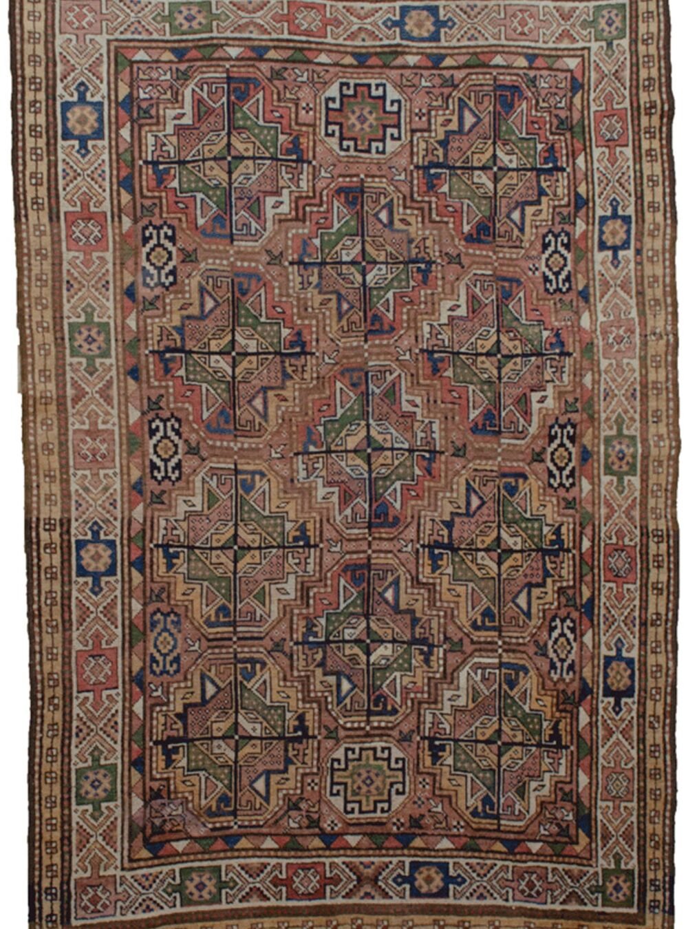 alt="Antique Qoochan rug with cream and yellow borders" alt="Decorative Persian rug with rich field colours and expert repairs" alt="Well-preserved Qoochan rug with harmonious colour palette" alt="Vintage handmade rug from Quchan with cream and yellow border accents"
