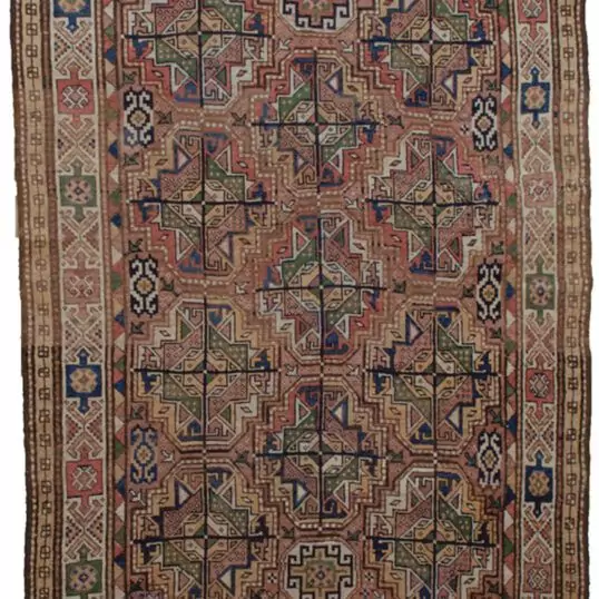 alt="Antique Qoochan rug with cream and yellow borders" alt="Decorative Persian rug with rich field colours and expert repairs" alt="Well-preserved Qoochan rug with harmonious colour palette" alt="Vintage handmade rug from Quchan with cream and yellow border accents"
