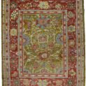 alt="Antique-finish Sultanabad carpet with green ground and floral motifs" alt="Handwoven Sultanabad rug with islimi design and wide border" alt="Green Persian-style carpet with large flowers and traditional pattern" alt="Custom handmade Sultanabad carpet with antique look"