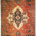 alt="19th century antique Serapi carpet with bold medallion and rich colours" alt="Northwest Iran Serapi rug with Heriz design and central medallion" alt="Hand-knotted Persian Serapi carpet from 1800s in excellent condition" alt="Fine antique Serapi rug with restored areas, Heriz region craftsmanship"