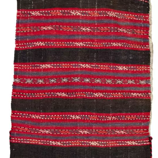 alt="Vintage Turkman Tobreh bag with S and star motifs" alt="Northeast Iran tribal bag with blue-grey bands and cream back" alt="Decorative vintage Turkman storage bag with intact locks" alt="Handwoven Turkman Tobreh with tribal patterns and simple design"