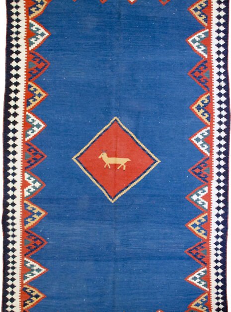 “Fine Qashqai kilim with vivid colours and jijim ends” “Handwoven Persian kilim with natural dyes from South Iran” “Qashqai tribal kilim with traditional South Iranian design” “Ethnic flatweave rug with handspun wool and vibrant dyes”