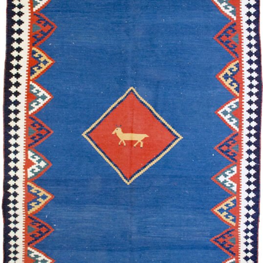 “Fine Qashqai kilim with vivid colours and jijim ends” “Handwoven Persian kilim with natural dyes from South Iran” “Qashqai tribal kilim with traditional South Iranian design” “Ethnic flatweave rug with handspun wool and vibrant dyes”