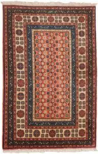 ardebil-talish-rug-rose-background.jpg decorative-ardebil-rug-multicoloured-stars.jpg handwoven-talish-design-ardebil-rug.jpg vintage-ardebil-rug-sharafi-signature.jpg