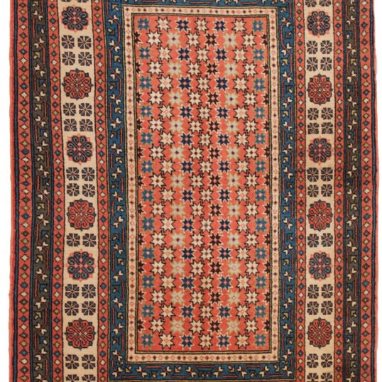 ardebil-talish-rug-rose-background.jpg decorative-ardebil-rug-multicoloured-stars.jpg handwoven-talish-design-ardebil-rug.jpg vintage-ardebil-rug-sharafi-signature.jpg