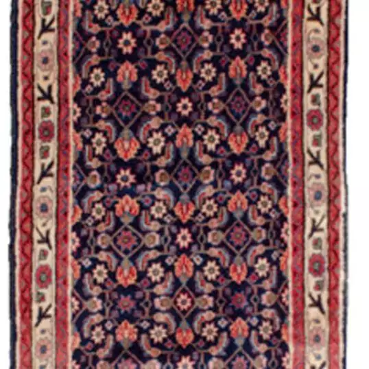 alt="Tafresh runner with Herati design on blue background" alt="Persian hallway runner with cream floral border" alt="Durable Tafresh rug with full pile and classic Herati motif" alt="Hand-knotted runner for high-traffic areas with traditional Persian design"