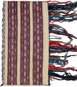 Antique Turkmen Tobreh with decorative tassels Finely woven tribal bag from Northeast Iran Pair of antique Turkmen Tobreh bags in excellent condition Close-up of tasselled edge on antique Turkmen bag Collectible Persian nomadic bag with intricate design