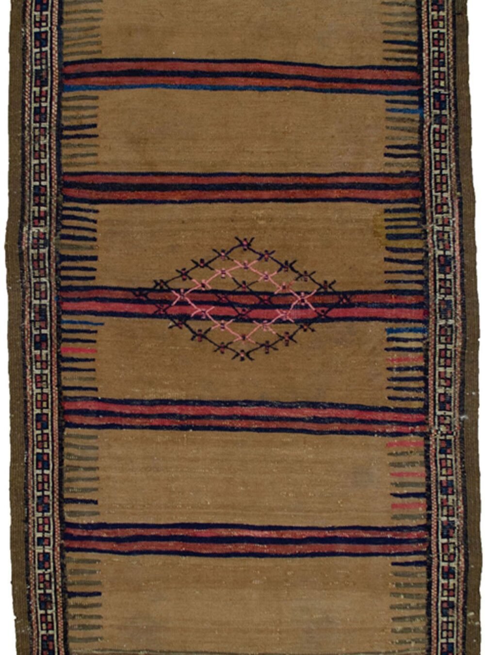 alt="Antique Quchan kilim with star motifs and camel ground from Northeast Iran" alt="Vintage Kurdish kilim with red and blue bands and cream square border" alt="Tribal Quchan flatweave kilim with lozenge and star designs" alt="Collectible Kurdish kilim with rare motifs and decorative field"