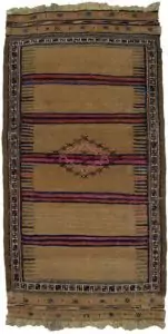 alt="Antique Quchan kilim with star motifs and camel ground from Northeast Iran" alt="Vintage Kurdish kilim with red and blue bands and cream square border" alt="Tribal Quchan flatweave kilim with lozenge and star designs" alt="Collectible Kurdish kilim with rare motifs and decorative field"