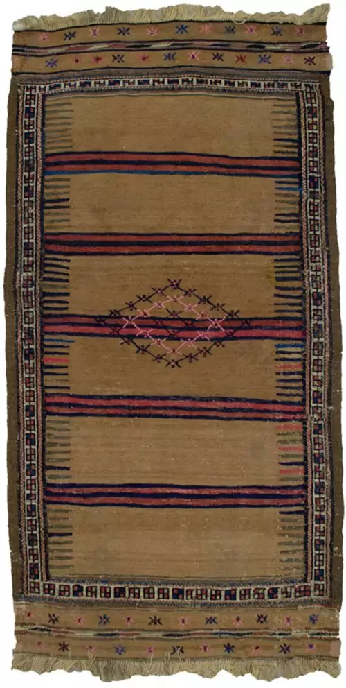 alt="Antique Quchan kilim with star motifs and camel ground from Northeast Iran" alt="Vintage Kurdish kilim with red and blue bands and cream square border" alt="Tribal Quchan flatweave kilim with lozenge and star designs" alt="Collectible Kurdish kilim with rare motifs and decorative field"