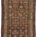 alt="Antique Malayer rug with navy blue field and floral motifs" alt="Persian rug with soft red and blue flower heads and cream geometric border" alt="Handwoven Malayer rug with slightly tapered center" alt="Vintage West Iran Malayer carpet with traditional floral design"
