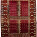 “Vintage Ensi Turkmen rug with prayer niche and abrushes” “Finely woven Turkmen prayer mat in classic red and blue” “Tribal Pardeh rug from Turkmen weavers with symbolic mihrab” “Small-format vintage rug with strong colour abrushes and rich design”