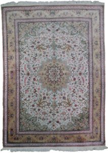 alt="Elegant vintage silk Qum carpet from Central Iran with floral design" alt="Persian Qum silk rug with harmonious colours and full silk foundation" alt="Vintage post-revolution Qum carpet with intricate silk pattern" alt="Fine Persian silk carpet with luxurious sheen and central floral motif"