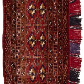 Close-up of Turkmen gul motifs on vintage Tobreh Deep red Turkmen Tobreh tribal bag Finely woven Iranian Turkmen textile Decorative vintage Tobreh with tribal patterns Handspun wool Tobreh from Northeast Iran