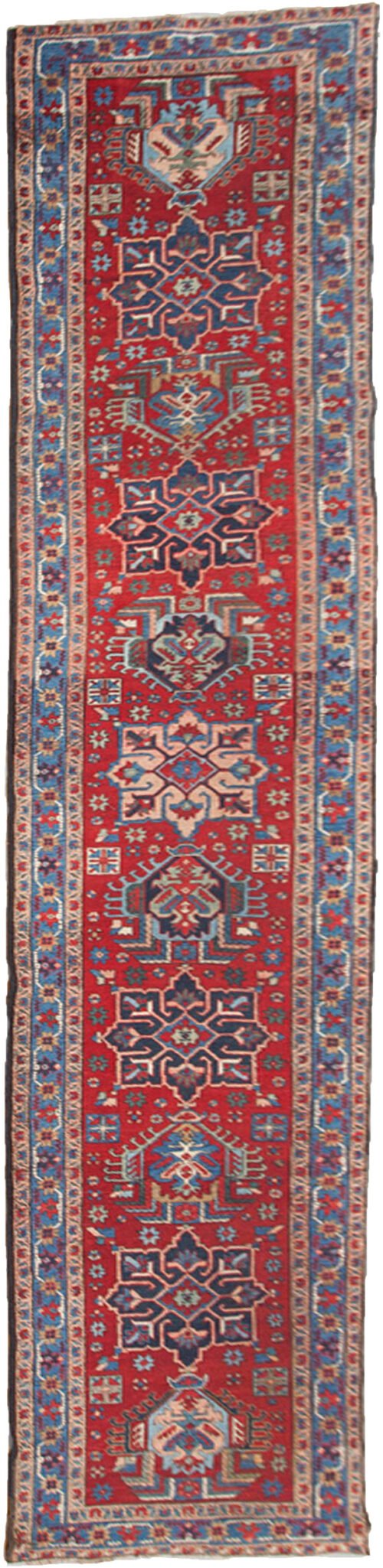 antique-heriz-runner-narrow-red-blue.jpg heriz-runner-medallion-design-light-blue-border.jpg vintage-persian-runner-red-floral-pattern.jpg handwoven-antique-heriz-runner-closeup.jpg