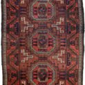 alt="Antique Baluch rug from Northeast Iran with terracotta ground and medallions" alt="Baluch tribal rug with eight-sided medallions and geometric border" alt="Vintage Persian Baluch carpet with maturing red hues and natural dyes" alt="Terracotta Baluch rug with traditional tribal motifs