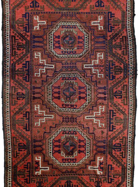 Dropbox_Mehdi-M316-Baluch-154x99cm.jpg alt="Antique Baluch rug from Northeast Iran with terracotta ground and medallions" alt="Baluch tribal rug with eight-sided medallions and geometric border" alt="Vintage Persian Baluch carpet with maturing red hues and natural dyes" alt="Terracotta Baluch rug with traditional tribal motifs