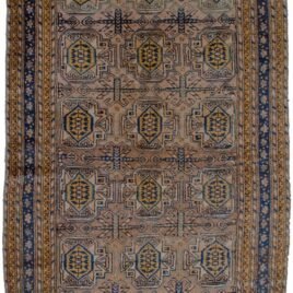 alt="Old Qoochan carpet with pinkish grey ground and elephant foot motifs" alt="Persian Qoochan rug with yellow guard border and navy frame" alt="Rare Qoochan tribal carpet with geometric design and soft wool" alt="Handwoven Qoochan rug with decorative elephant foot pattern"