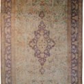 alt="Silk Qum rug with medallion and floral bird border" alt="Cream and blue Persian rug with tea-wash finish" alt="Fine silk carpet from Qum with bird and flower design" alt="Elegant Persian silk rug with harmonious toned colours"