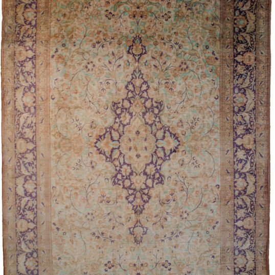 alt="Silk Qum rug with medallion and floral bird border" alt="Cream and blue Persian rug with tea-wash finish" alt="Fine silk carpet from Qum with bird and flower design" alt="Elegant Persian silk rug with harmonious toned colours"