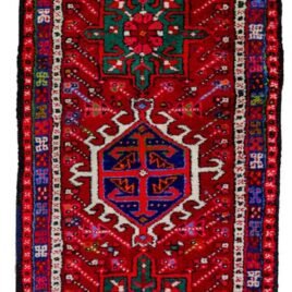 alt="Karaja runner rug with vibrant colours and rare wide format" alt="Traditional Persian hallway rug with bold Karaja design" alt="Wider format Karaja runner for hallways or corridors" alt="Vintage Persian runner with colourful geometric motifs"