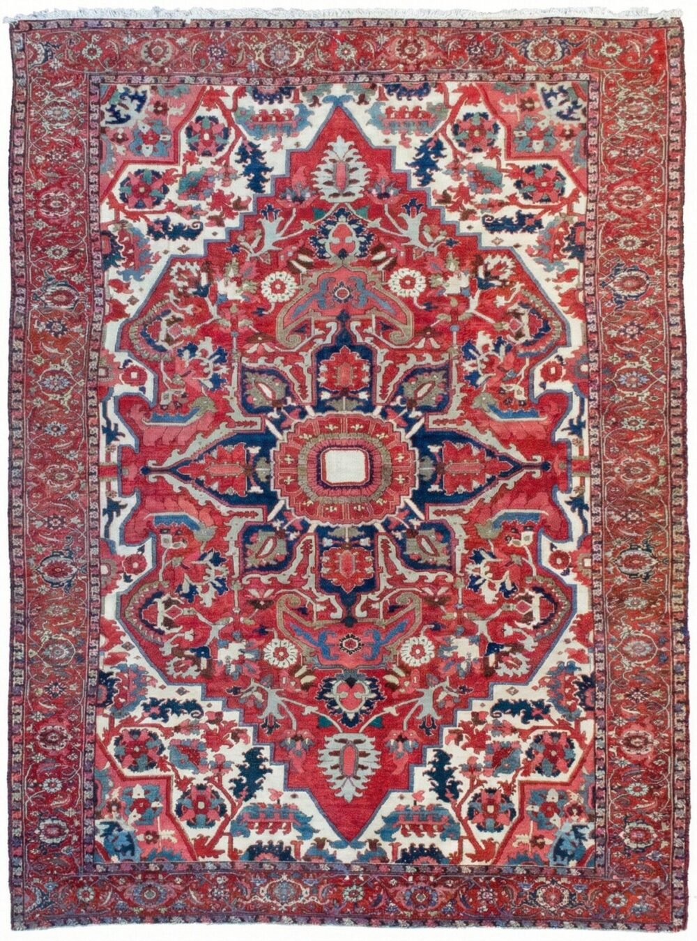 Handmade Antique Heriz Gharadagh Rug 1880s