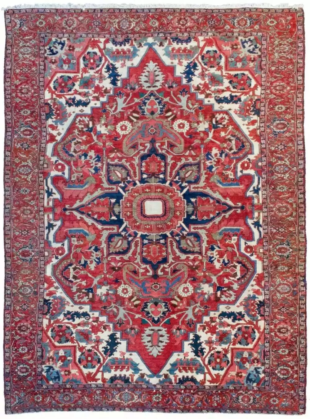Handmade Antique Heriz Gharadagh Rug 1880s