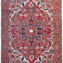 Handmade Antique Heriz Gharadagh Rug 1880s
