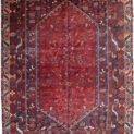 alt="Antique Bownat rug from Shiraz with tribal motifs on red ground" alt="Persian tribal rug with dogs, chickens, and paisley patterns" alt="Red-ground Shiraz rug with multiple borders and natural dyes" alt="High-quality wool Bownat rug with collectible tribal design"
