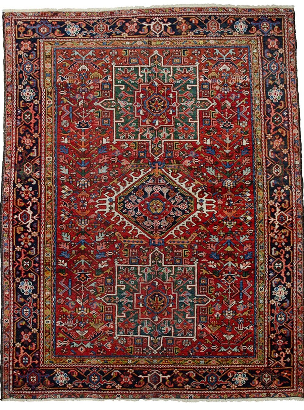 antique-karaja-rug-terracotta-blue-border.jpg karaja-rug-triple-medallion-handwoven.jpg vintage-persian-karaja-geometric-rug.jpg northwest-iran-antique-karaja-rug.jpg