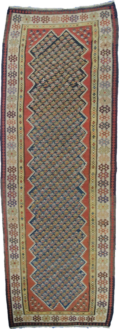Antique Qasvin Kilim Carpet 316x117cm
