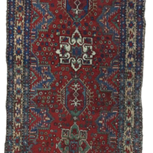 “Antique Heriz runner with deep red field and medallions” “Northwest Persian Heriz carpet with cream geometric border” “Hand-knotted antique runner with traditional Heriz design” “Vintage Heriz hallway rug from Iran with natural dye colours”